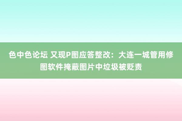色中色论坛 又现P图应答整改：大连一城管用修图软件掩蔽图片中垃圾被贬责
