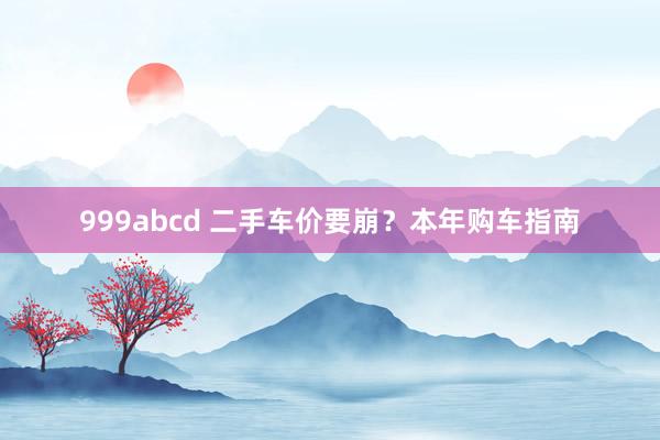 999abcd 二手车价要崩？本年购车指南
