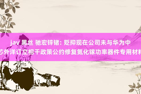 jav 黑丝 驰宏锌锗: 贬抑现在公司未与华为中芯外洋订立相干政策公约修复氮化镓功率器件专用材料