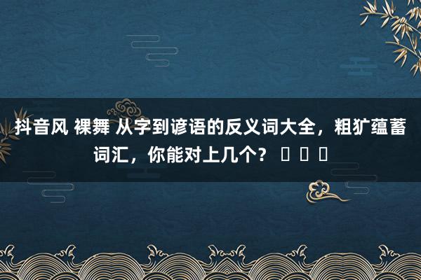 抖音风 裸舞 从字到谚语的反义词大全，粗犷蕴蓄词汇，你能对上几个？ ​​​