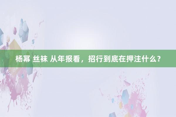 杨幂 丝袜 从年报看，招行到底在押注什么？